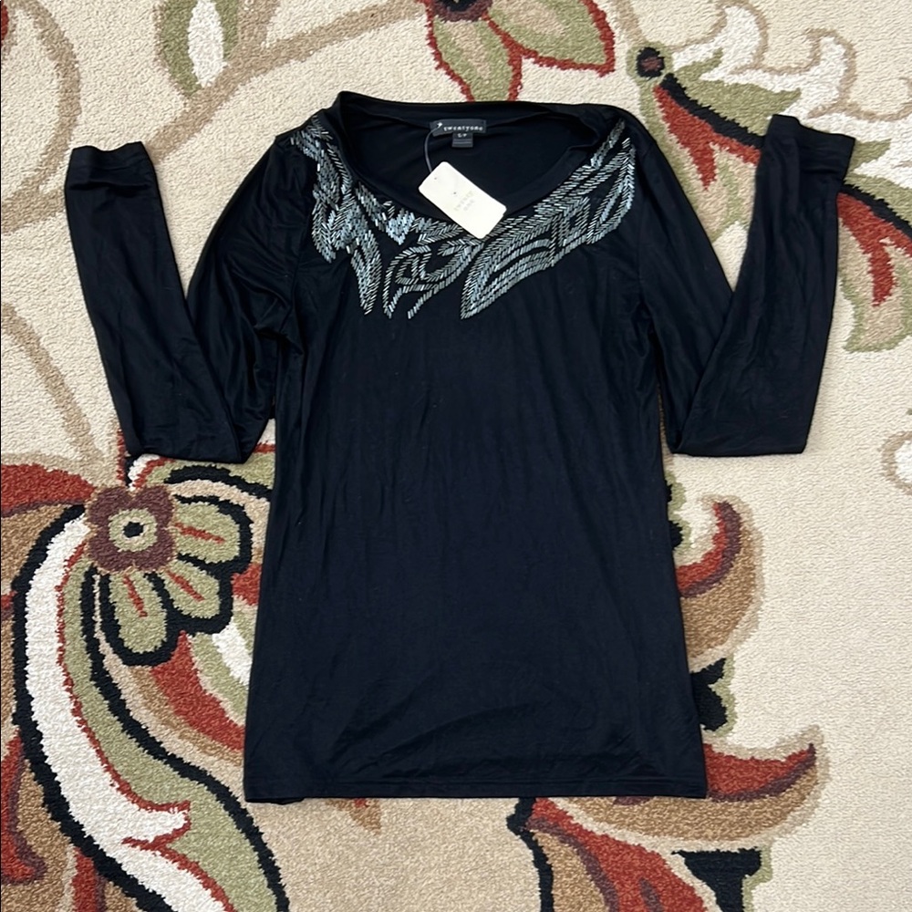Vintage Black Embellished Blouse